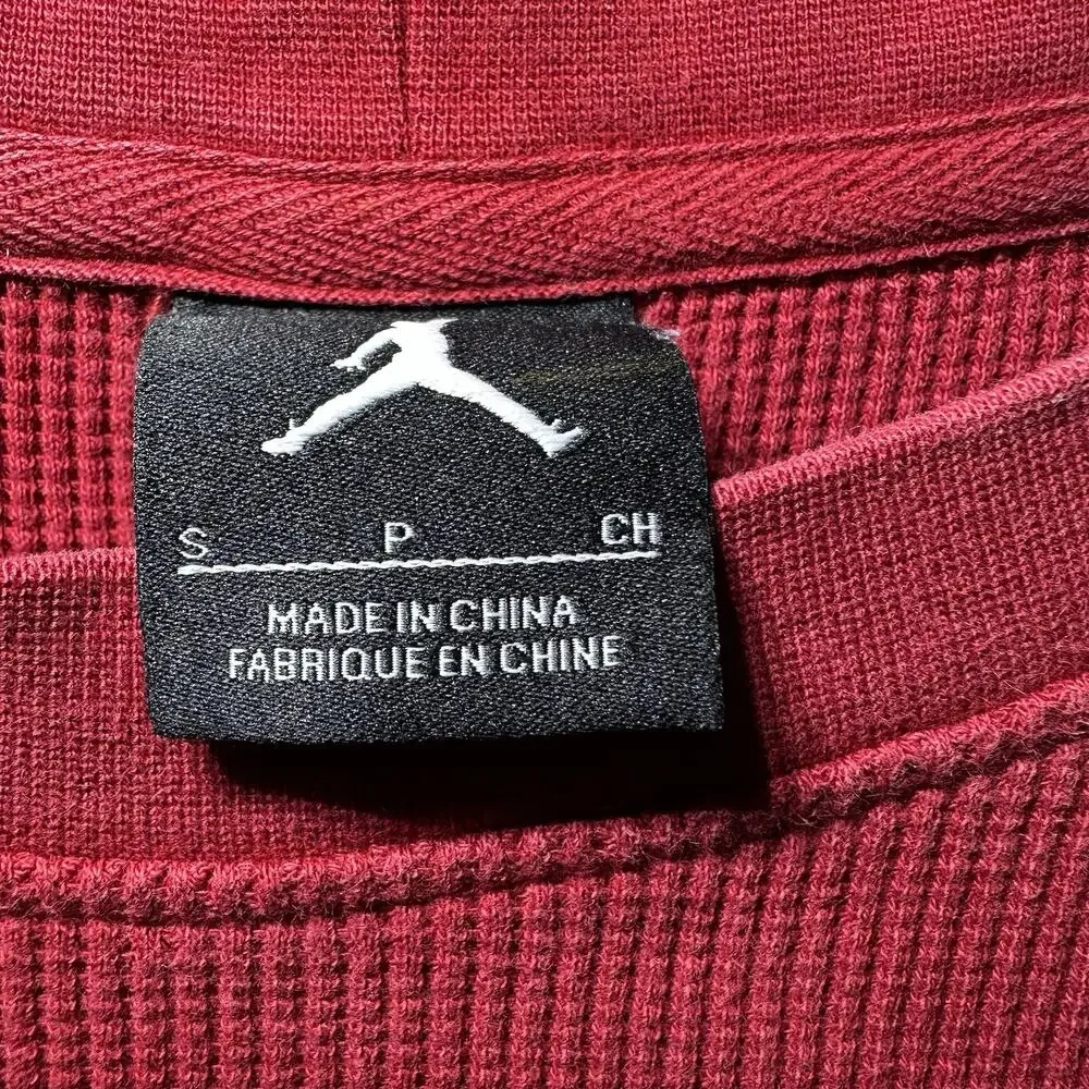 Jordan Thermal Shirt Mens Small Red Waffle Knit Jumpman Long Sleeve Athletic Gym